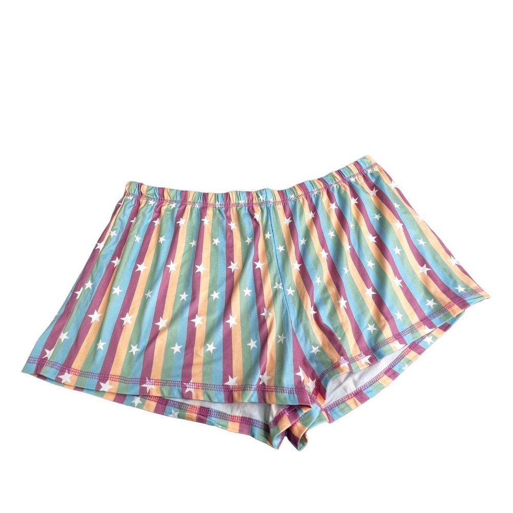 Sleep & Co Pajama Shorts size 2X Pastel Stripes Stars NWOT Elastic Waist